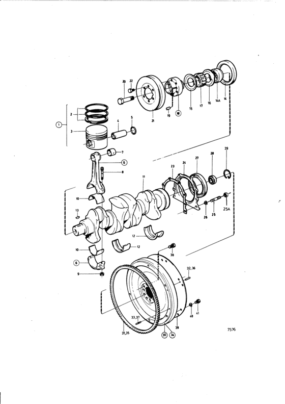 Схема узла Crankshaft And Related Parts Для Volvo Penta Aq145A