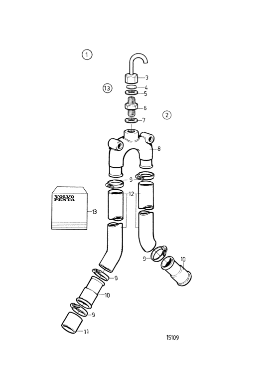 Схема узла Вакуумный Клапан Для Volvo Penta Tmd22A