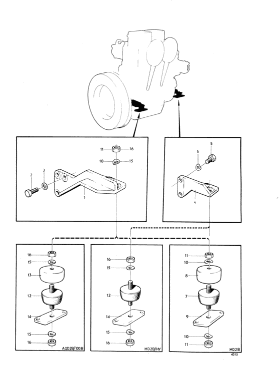 Схема узла Engine Suspension: Md2Bhy Для Volvo Penta Md2B