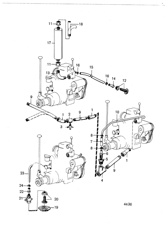 Схема узла Outer Exhaust Line And Water Strainer Для Volvo Penta Md3B
