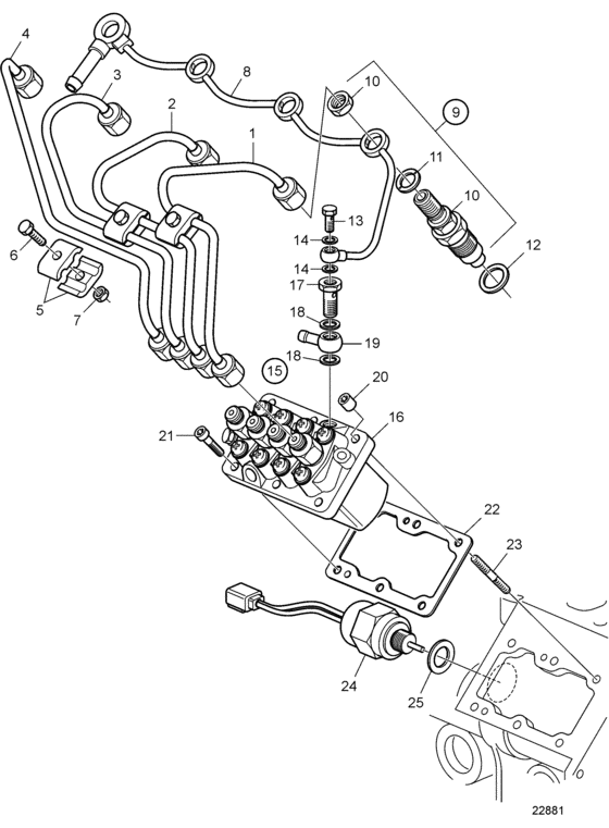 Схема узла Топливная Система Для Volvo Penta D2-40B