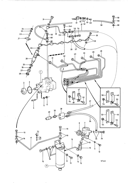 Схема узла Fuel System: A Для Volvo Penta Aqd40A