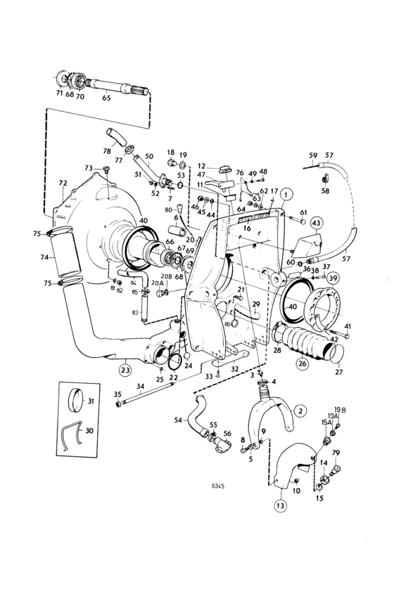 Схема узла Connecting Components Aq Drive 280 Для Volvo Penta Aq225C
