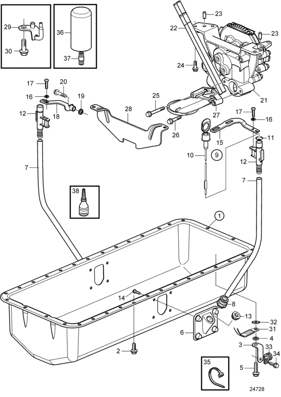 Схема узла Lubricating System. Sn2006019061-2006032999 Для Volvo Penta D6-310I-A
