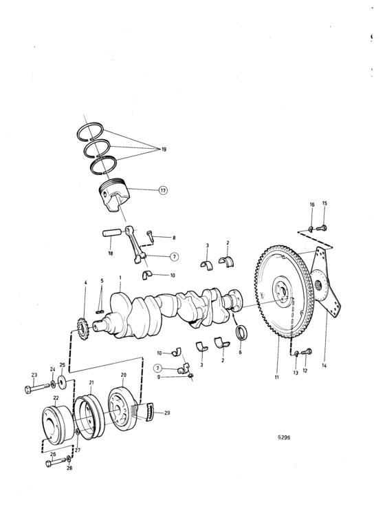 Схема узла Crankshaft And Related Parts: B Для Volvo Penta Aq225B