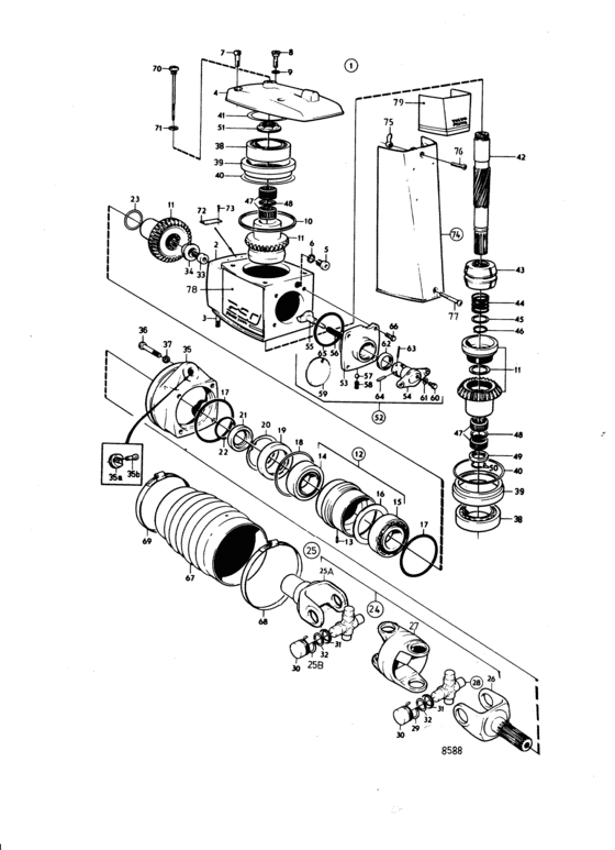Схема узла Upper Gear Unit Для Volvo Penta Aqad40B