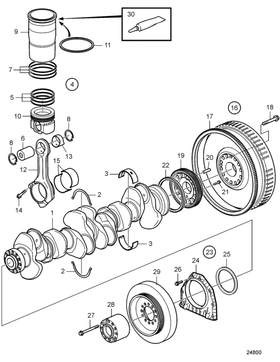 Схема узла Crank Mechanism Для Volvo Penta D13B-A Mp