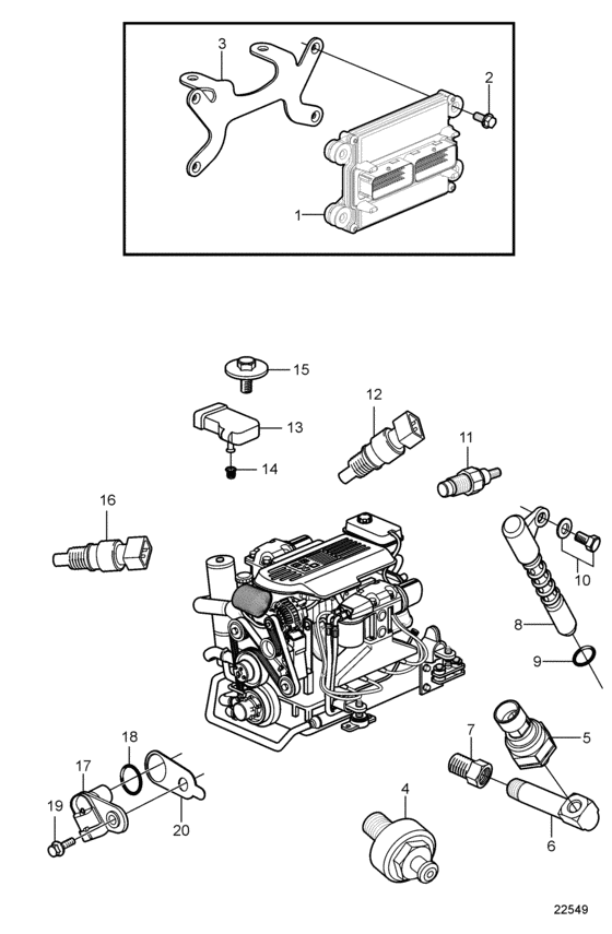 Схема узла Electronic Engine Control Для Volvo Penta 8.1Gii-G