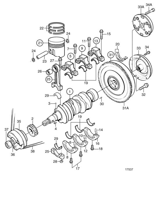 Схема узла Crank Mechanism Для Volvo Penta Md2040C