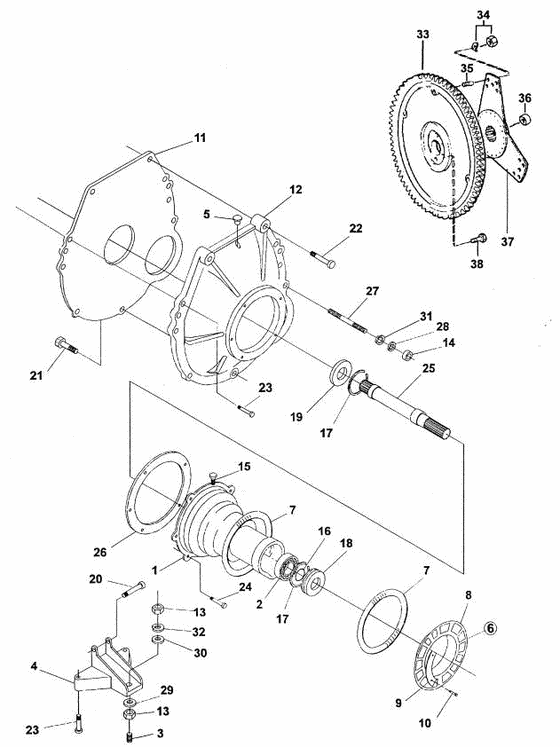 Схема узла Three Piece Flywheel Housing And Primary Shaft Для Volvo Penta 5.0Fipmda