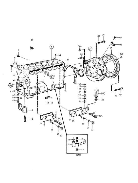 Схема узла Cylinder Block And Flywheel Casing Для Volvo Penta Tmd41A