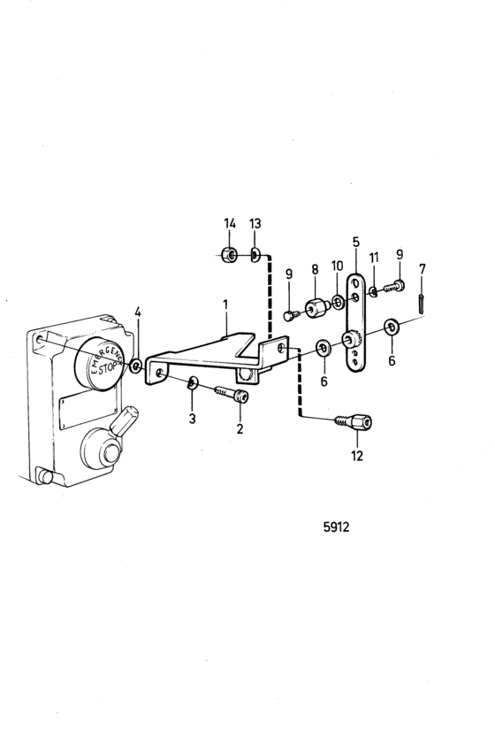 Схема узла Manual Emergency Stop Control Spec 867669, 867670 Для Volvo Penta Tmd100A