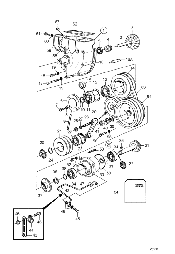 Схема узла Circulation Pump And Drive Device Для Volvo Penta Tamd102D