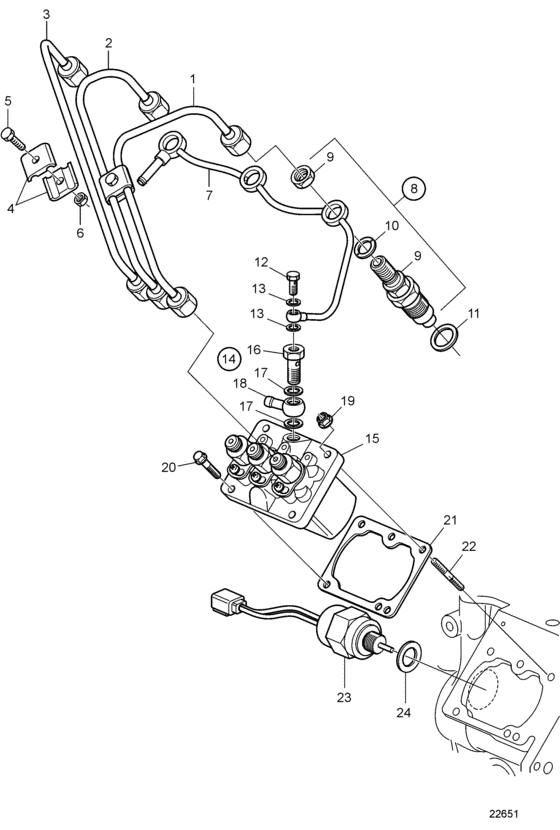 Схема узла Топливная Система Для Volvo Penta D1-30B
