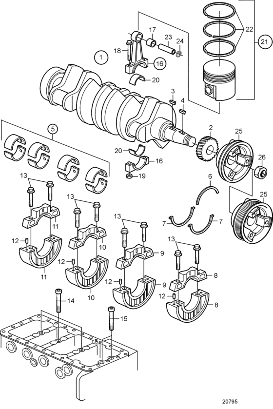 Схема узла Crank Mechanism Для Volvo Penta D2-55D