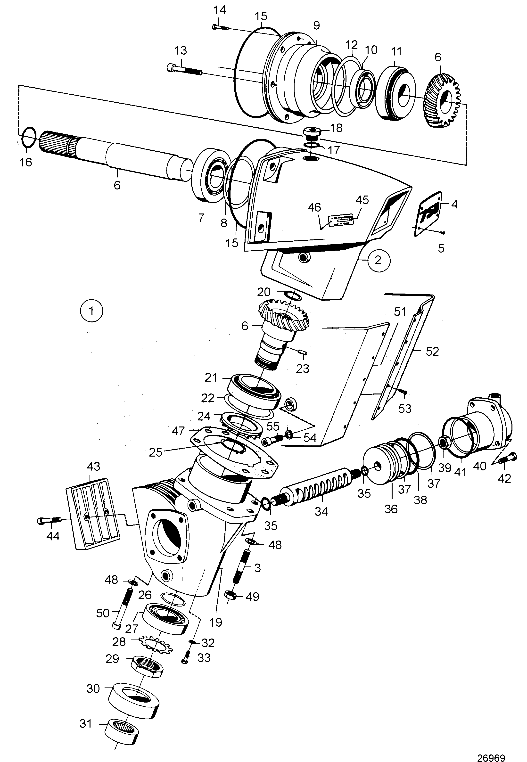 Схема узла Upper Gear Housing With Intermediate Housing.