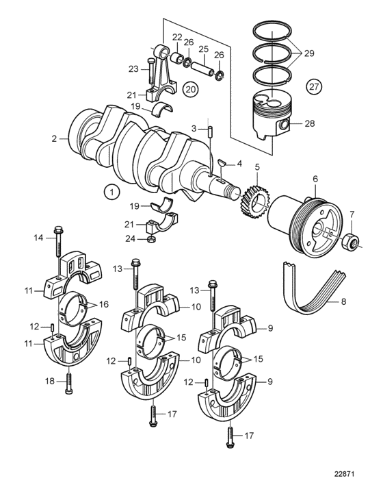 Схема узла Crank Mechanism Для Volvo Penta D1-20F