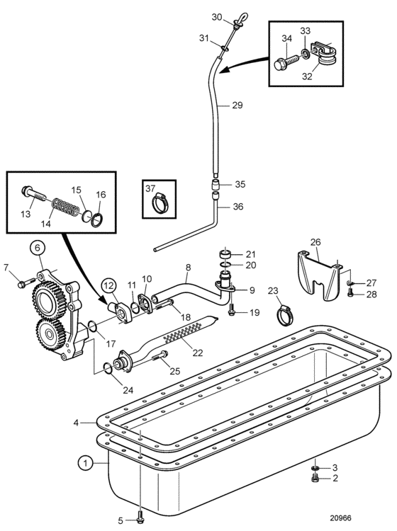 Схема узла Lubricating System: C Для Volvo Penta Kamd44P-C