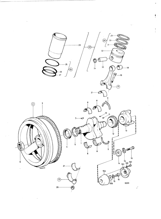 Схема узла Crankshaft And Related Parts: B Для Volvo Penta Md5C