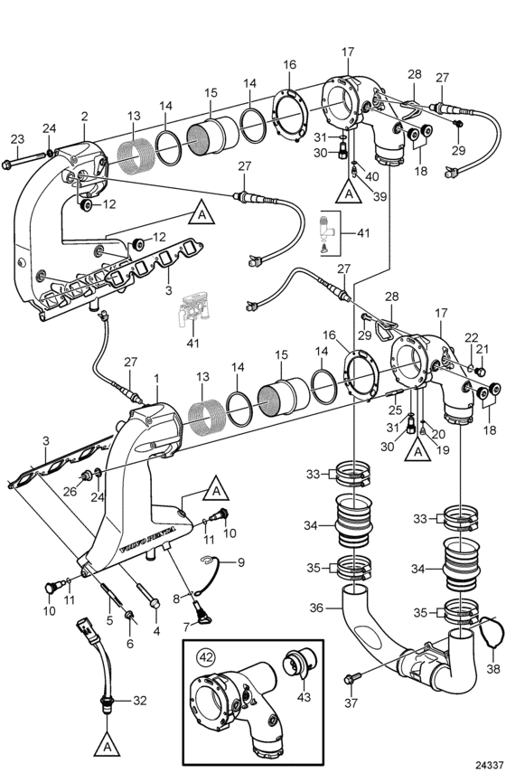 Схема узла Exhaust, High Для Volvo Penta 8.1Gice-400-Jf