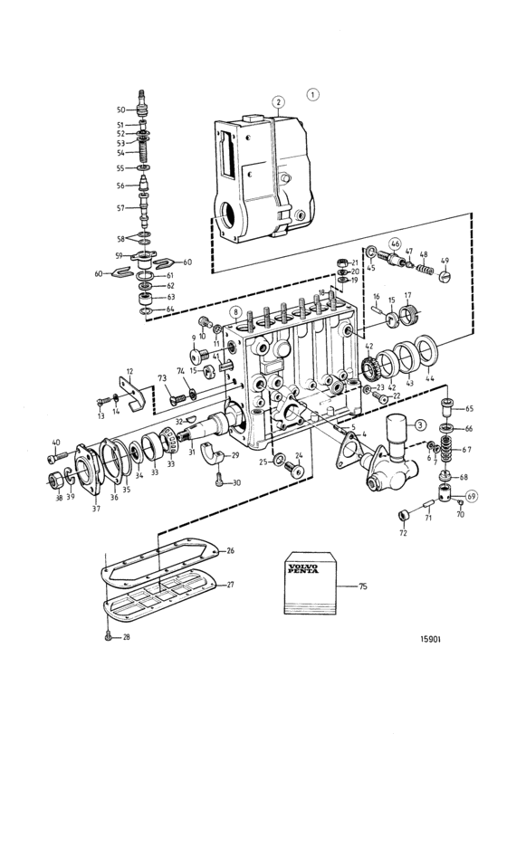Схема узла Fuel Injection Pump, Components: B Для Volvo Penta Tamd122D