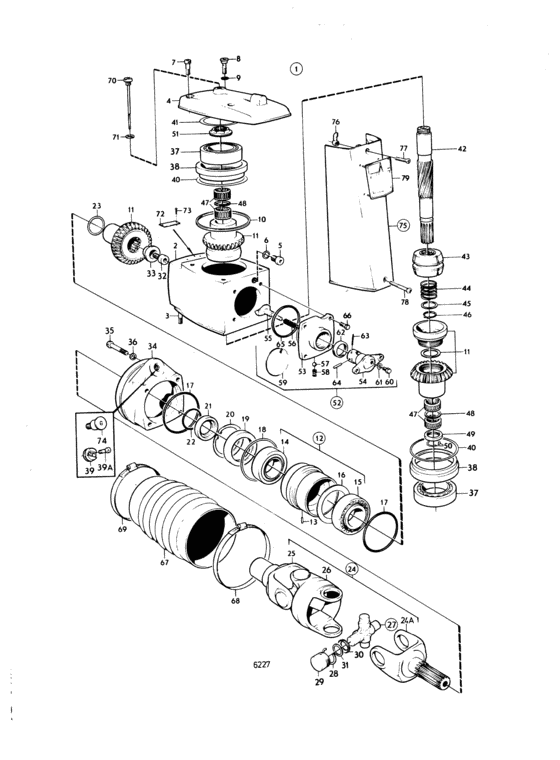Схема узла Upper Gear Unit Aq Drive Unit 280 Для Volvo Penta Aq225C