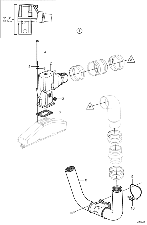 Схема узла Exhaust, 3\'\' Risers Для Volvo Penta 5.0Gxie-Jf