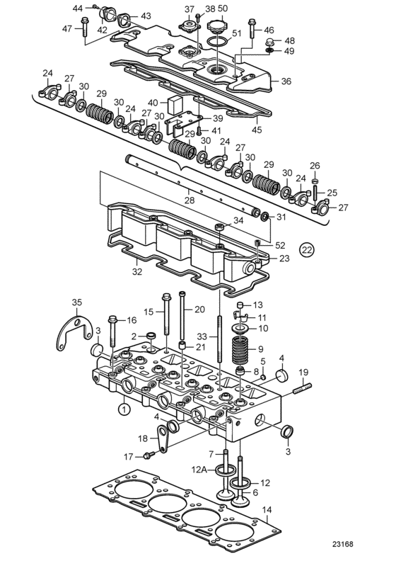 Схема узла Головка Цилиндра Для Volvo Penta D2-55C