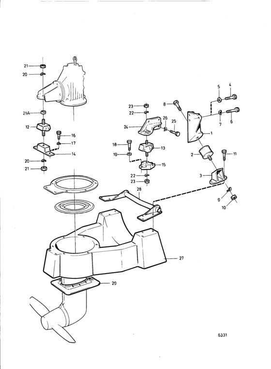Схема узла Engine Suspension, Sail Boat Drive Unit: B Для Volvo Penta Md17D