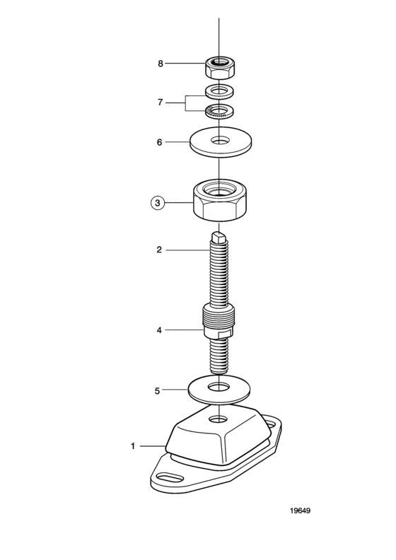 Схема узла Flexible Engine Suspension Для Volvo Penta D7A-B Ta