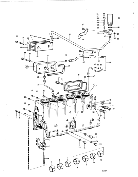 Схема узла Cylinder Block: B Для Volvo Penta Tamd60B