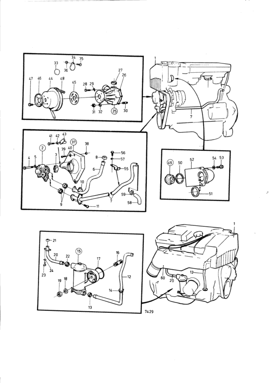 Схема узла Cooling System, Induction- And Exhaust Manifold: A Для Volvo Penta Aq151A