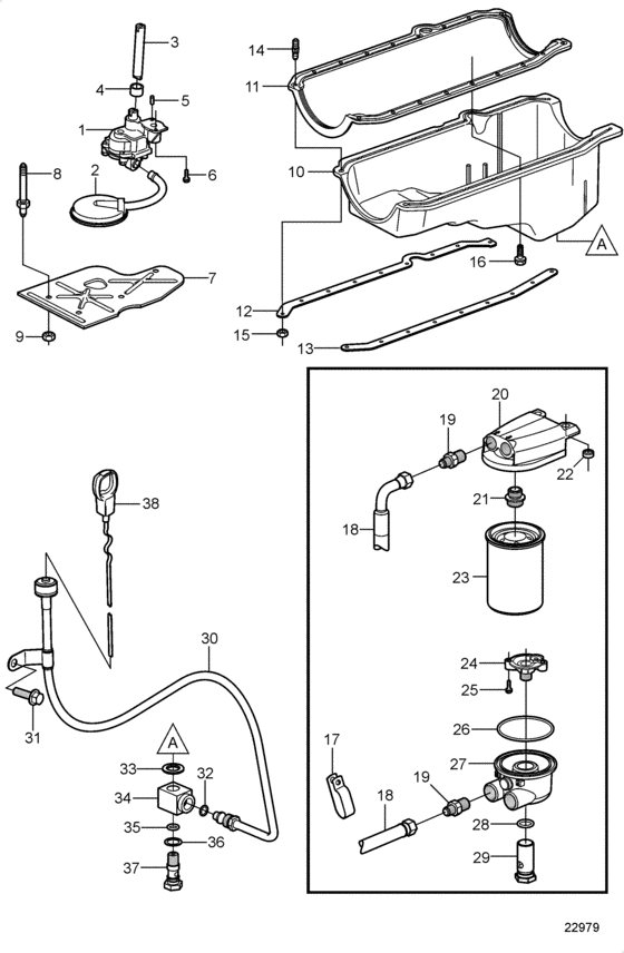 Схема узла Oil Pan And Oil Pump Для Volvo Penta 5.7Osi-Df