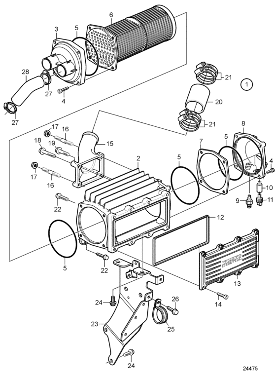 Схема узла Charge Air Cooler Для Volvo Penta D6-280I-D