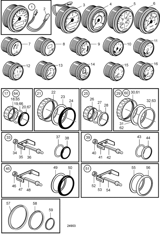 Схема узла Electrical Materials, Instrument Evc-C Для Volvo Penta D3-220I-D