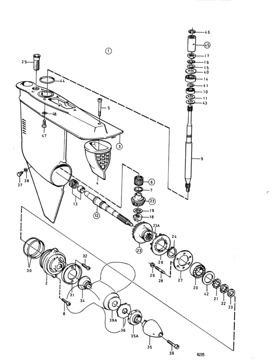 Схема узла Lower Gear Unit Для Volvo Penta Aq225D