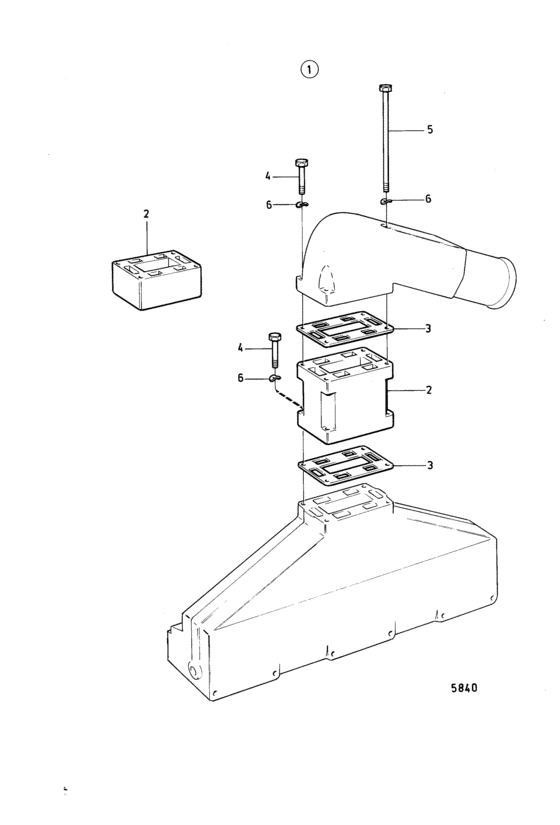 Схема узла Extension Kit, Exhaust Manifold: 841504 Для Volvo Penta Aq225D