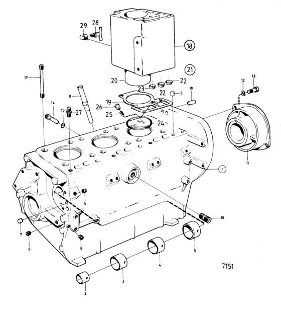 Схема узла Cylinder Block: B Для Volvo Penta Md17D