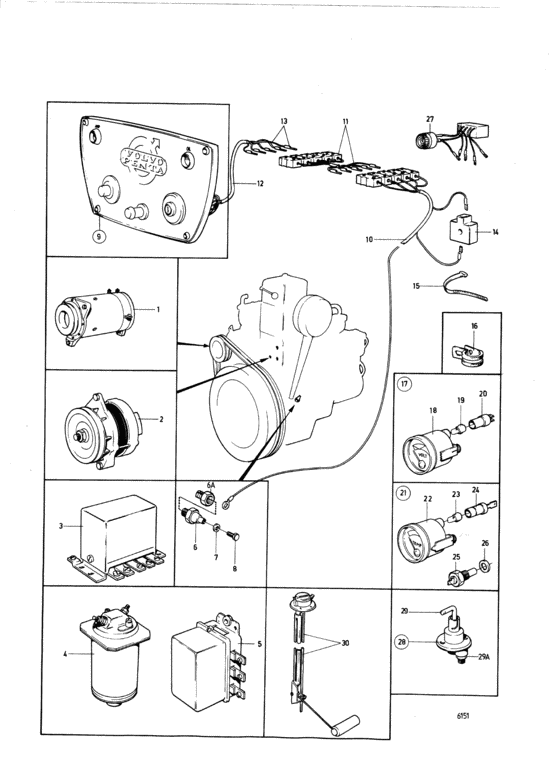 Схема узла Electrical System And Instruments Для Volvo Penta Md1B
