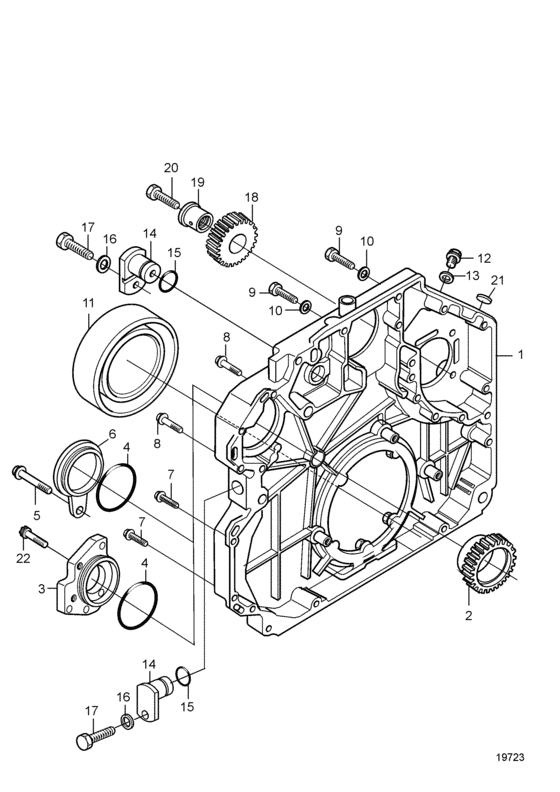 Схема узла Timing Gear Casing And Gears Для Volvo Penta D5A-B Ta