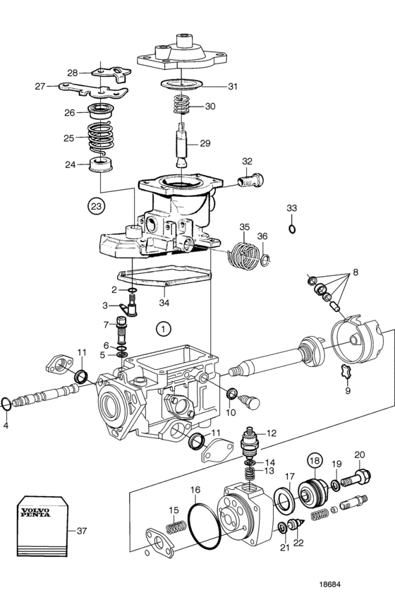 Схема узла Fuel Injection Pump, Components Для Volvo Penta Tamd42Wj-A