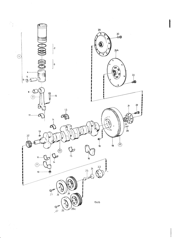 Схема узла Crank Mechanism: A Для Volvo Penta Tamd42B