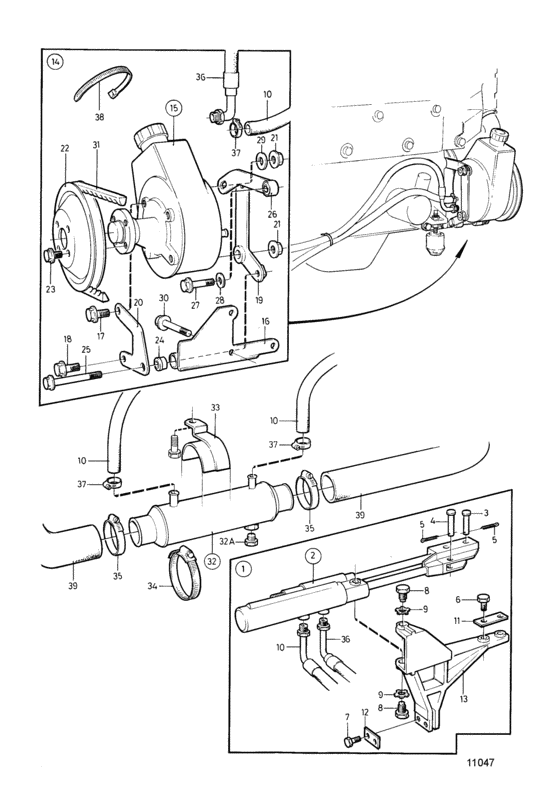 Схема узла Power Steering Drive Unit Sp-C Для Volvo Penta 230B