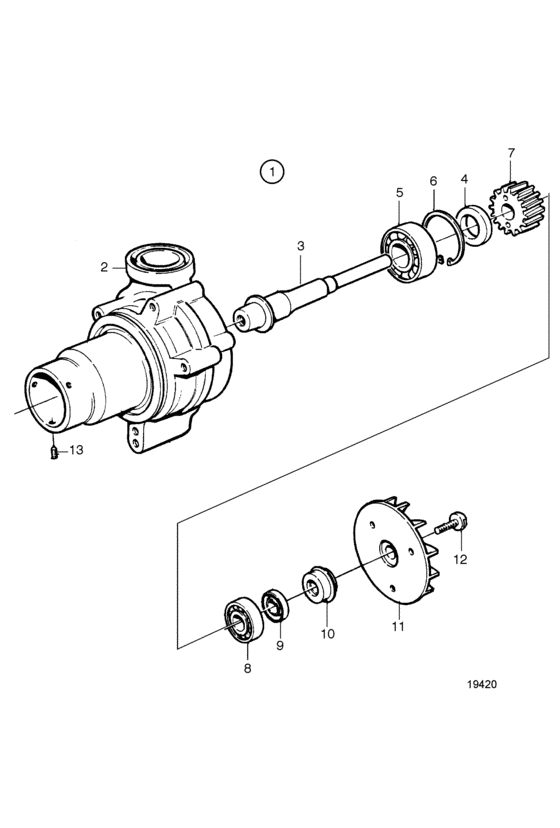 Схема узла Water Pump, Components Для Volvo Penta Tamd162C