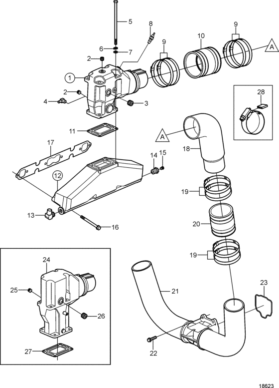 Схема узла Выхлоп Для Volvo Penta 5.7Osi-Af
