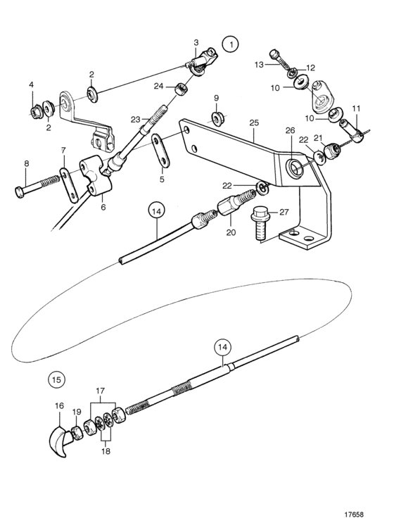 Схема узла Control Connection, Speed And Stop Control Для Volvo Penta Md2040C