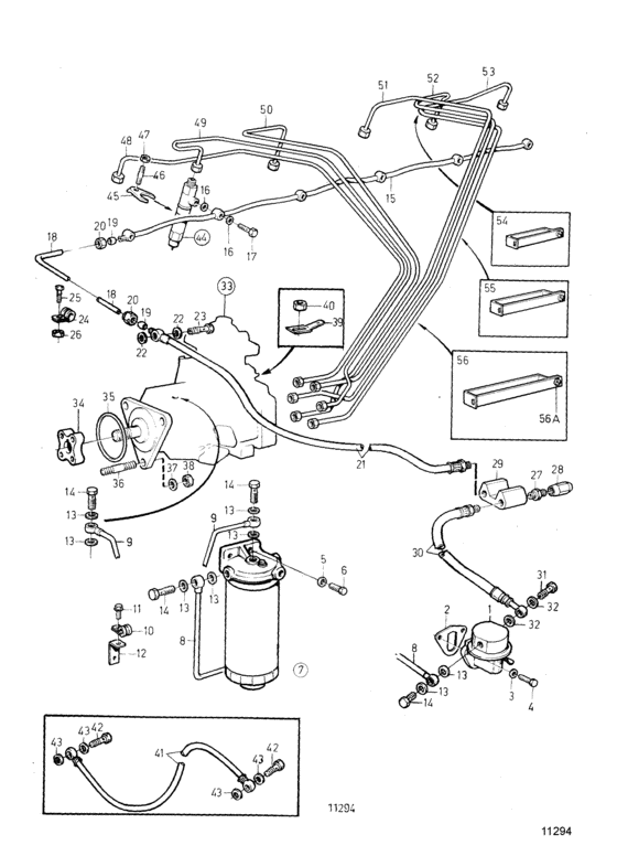 Схема узла Fuel System: B Для Volvo Penta Kad42A