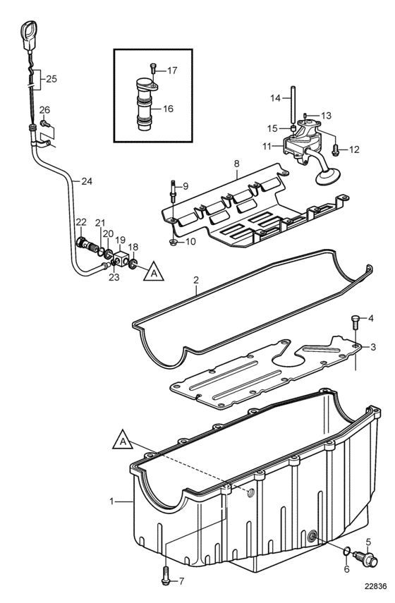 Схема узла Oil Pan And Oil Pump Для Volvo Penta 8.1Gxi-Bf