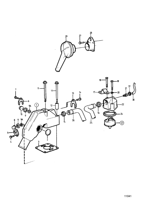 Схема узла Cooling Syst, Induction And Exhaust Manifold. Freshwater-Cooled Engine Для Volvo Penta 2003B