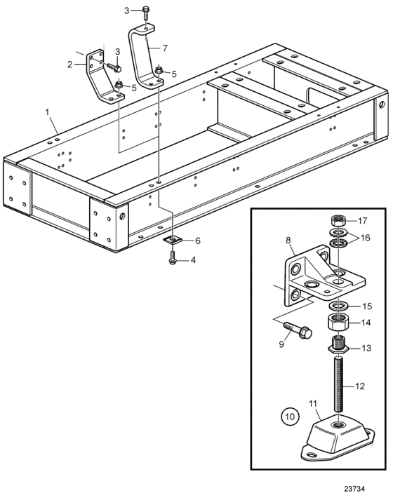 Схема узла Engine Mounting And Frame Для Volvo Penta D9A2A D9A-Mg